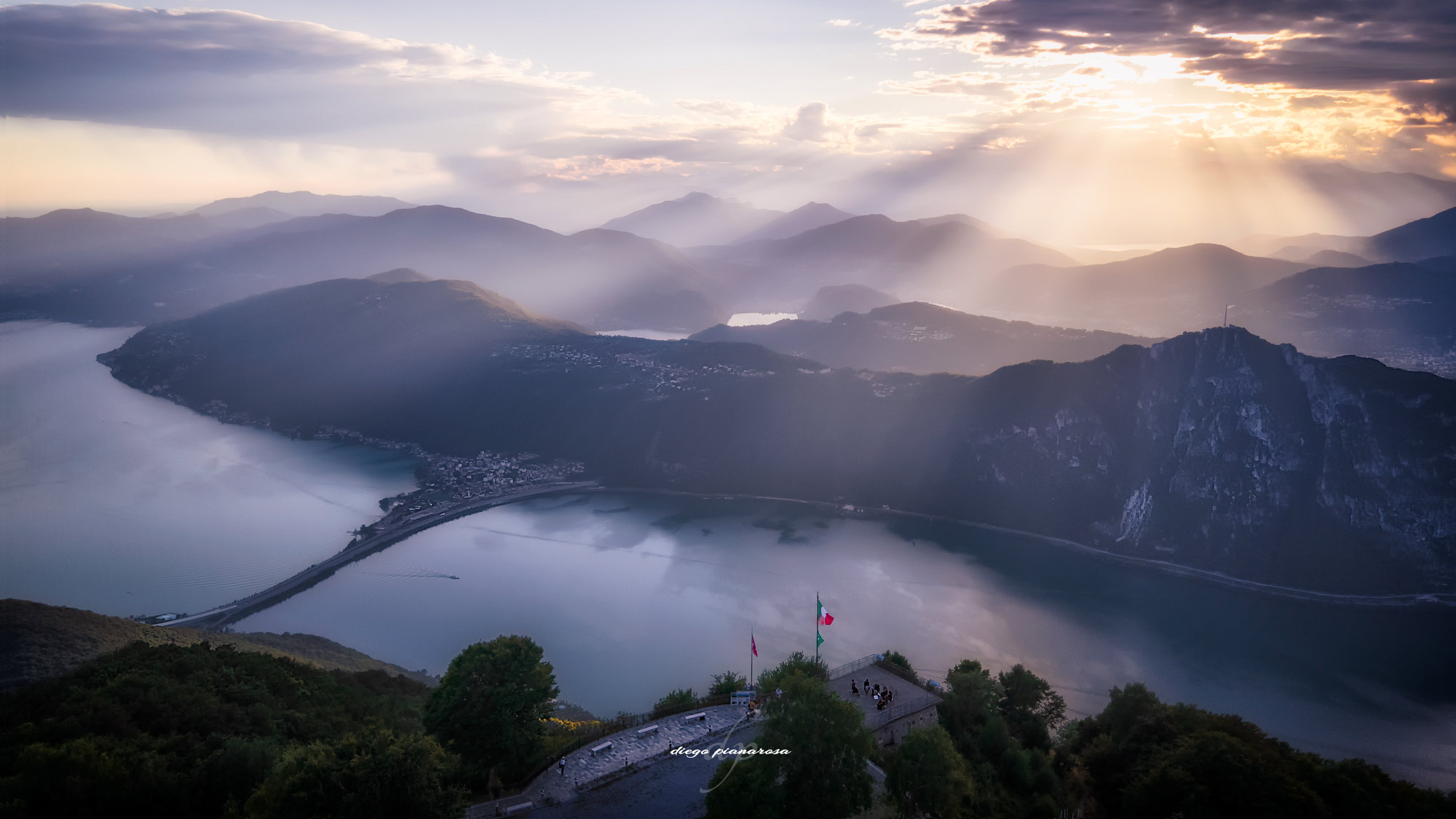 Il ponte diga, lago di Lugano